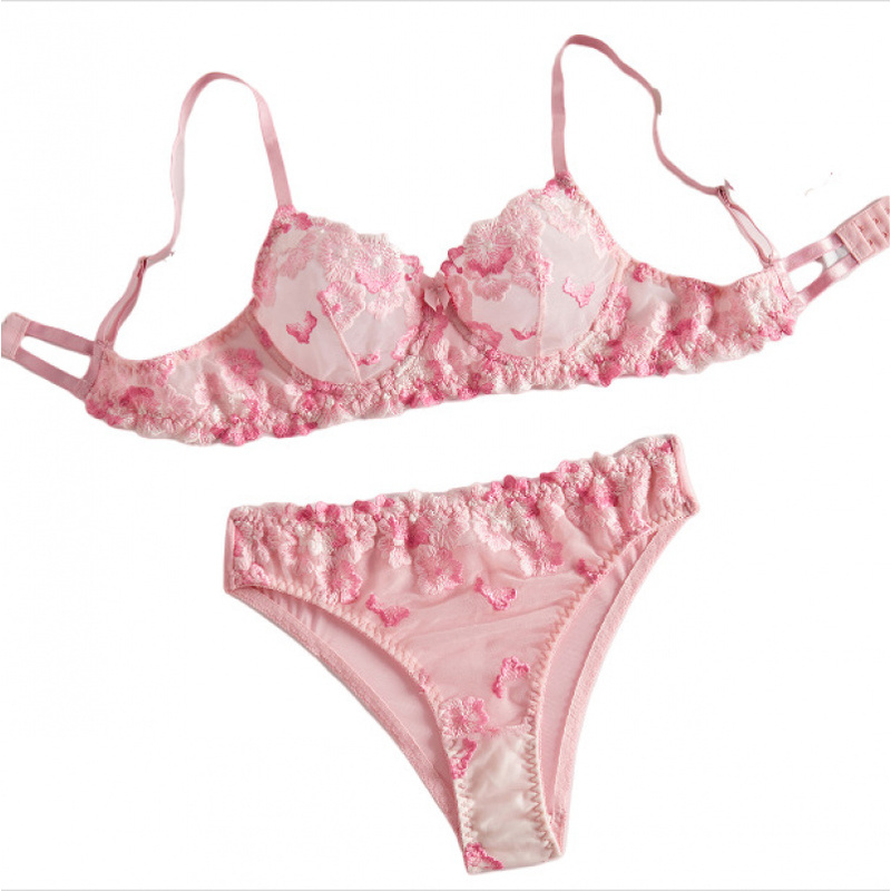 Sheer Bra Lace - Bikini lingerie set with sheer floral
